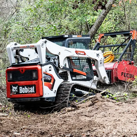 forest mulching land clearing machine in action